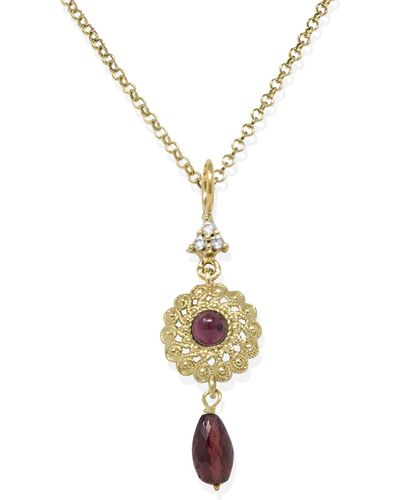 Vintouch Italy Filigrana Gold-plated Garnet Necklace - Red