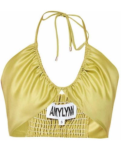 Amy Lynn Bliss Satin Halter Neck Bralet - Metallic