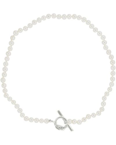 Katie Mullally Pearls, Fresh Water Necklace Signature Claddagh Clasp - White
