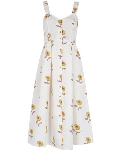 Em & Shi Sunflower Hand Block Strap Dress - White