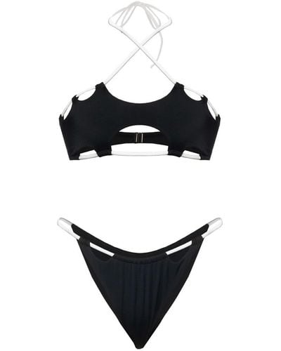 Selia Richwood Eudora And White Cut-out Bikini - Black