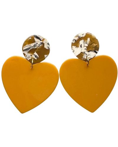 CLOSET REHAB Xl Heart Earrings In Bee Mine - Yellow