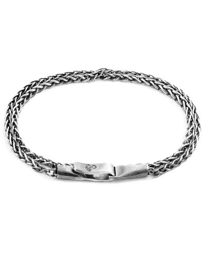 Anchor and Crew Staysail Double Sail Silver Chain Bracelet - Metallic