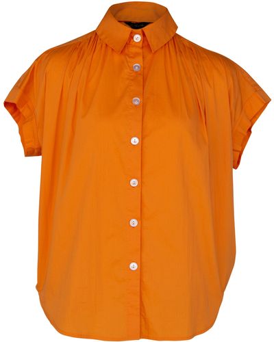 Le Réussi Women's Gather Collar Shirt In Orange