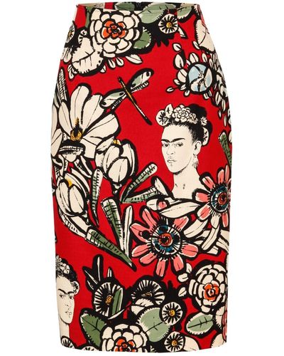 Marianna Déri Pencil Skirt With Mexican Print - Red