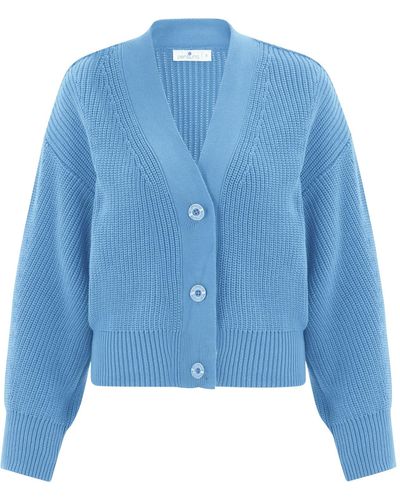 Peraluna Thessaloniki Knit V-neck Crop Cardigan - Blue