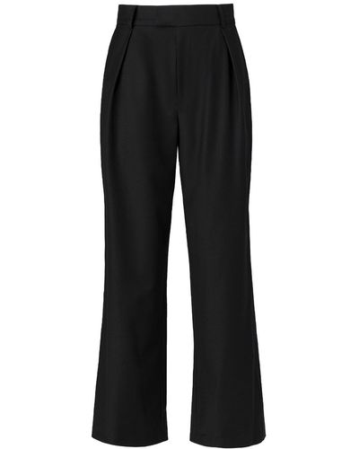 Lita Couture Wide Leg Wool Trousers - Black