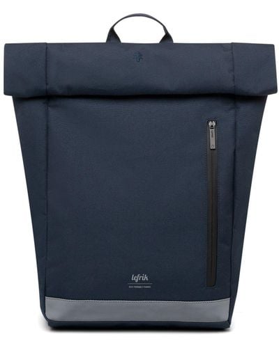Lefrik Roll Top Reflective Backpack Navy - Blue
