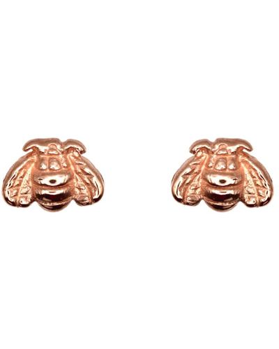 VicStoneNYC Fine Jewelry Cute Happy Bee Rose Earrings - Pink