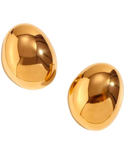 Olivia Le Smooth Abstract Oval Earring - Metallic