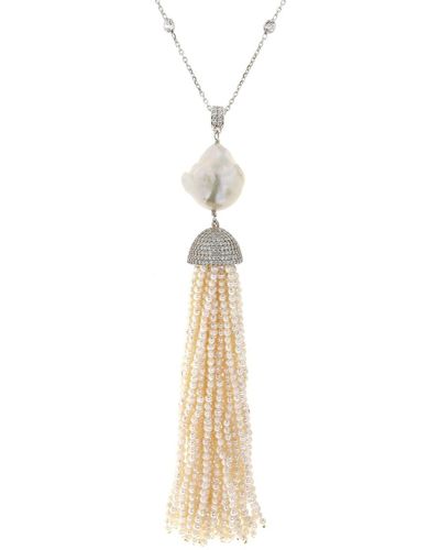 Cosanuova Sterling Pearl Baroque Tassel Necklace - Metallic