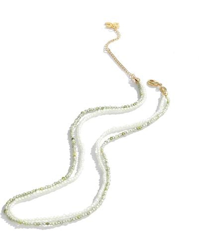 Classicharms Clarice Lime Crystal Mini Beaded Double Layered Necklace - Metallic