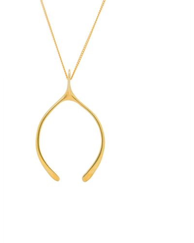 Katie Mullally Large Sterling Yellow Plated Wishbone Necklace - Metallic