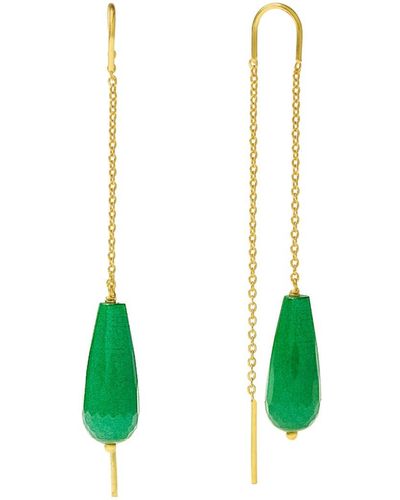 Ottoman Hands Lottie Green Jade Pull Through Chain Earrings