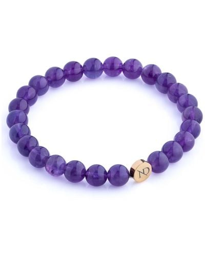 N'damus London Purple Amethyst Gemstone Bracelet With Gold Button