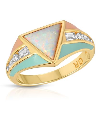 Glamrocks Jewelry Bright Side Ring- Coral & Mint - Metallic