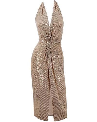 Me & Thee Joined Up Sequin Knot Dress - Natural