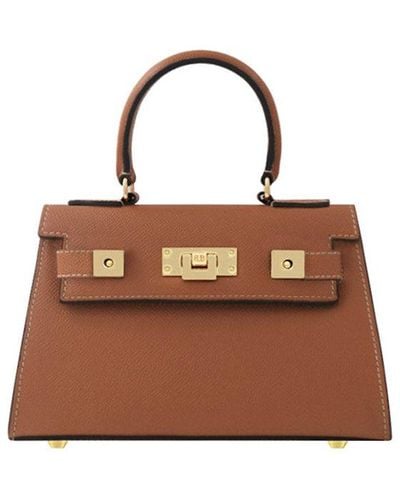 Lalage Beaumont Neutrals / Maya Mignon Dolomite Pebble Print Calf Leather Handbag - Brown