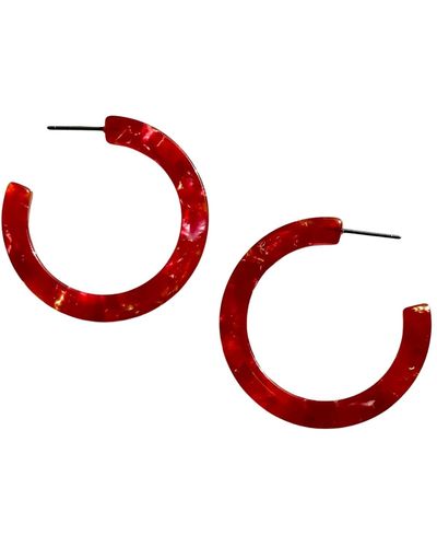 CLOSET REHAB Hoop Earrings In Lava - Red