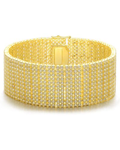 Genevive Jewelry Sterling Silver -plated Cubic Zirconia Cuff Bracelet - Yellow