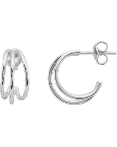 Auree Cordoba Triple Stirling Hoop Earrings - Metallic