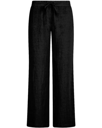 Haris Cotton Wide legged Linen Pants - Black