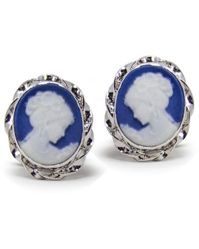 Vintouch Italy Mini Cameo Stud Earrings - Blue