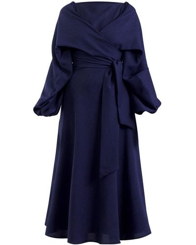 Meem Label Crawford Navy Midi Dress - Blue