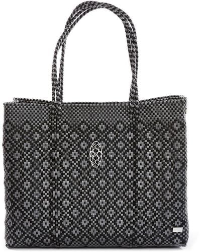 Lolas Bag Black And Silver Azteca Travel Tote With Clutch