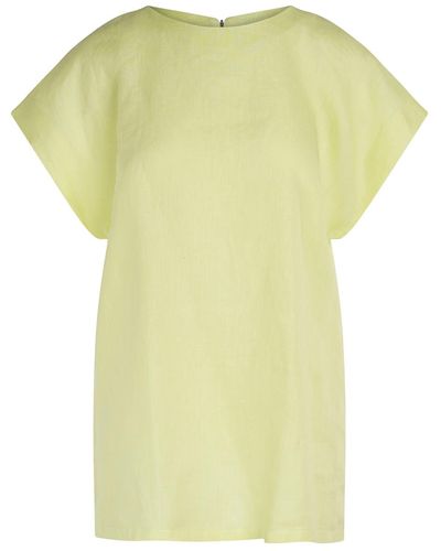 Haris Cotton Linen T-shirt With High Neck - Yellow