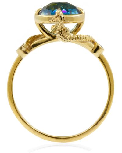 Lee Renee Seahorse Blue Topaz Ring Solid Gold - Metallic