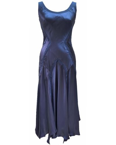 Mellaris Amelia Navy Dress In Silk - Blue