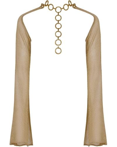 ANTONINIAS Ebele Sleeves Worn With Elegant Chocker Necklace In - White