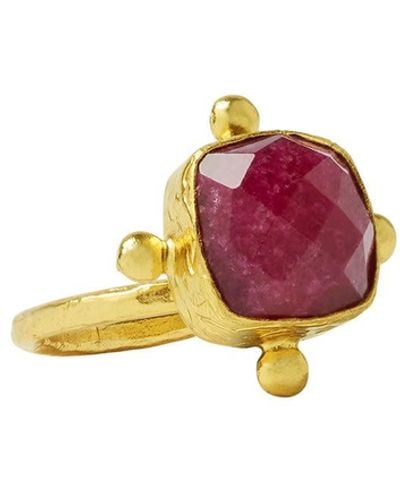 Ottoman Hands Eleanor Ruby Cocktail Ring - Red