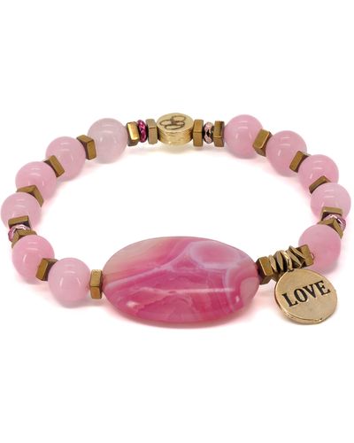 Ebru Jewelry Pink Agate Love Bracelet
