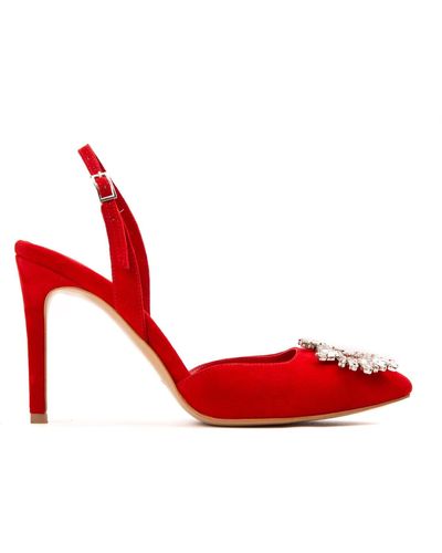 Ginissima Alice Shoes With Crystal Brooch - Red
