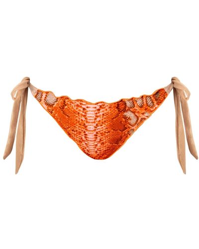 ELIN RITTER IBIZA Ibiza Animal Snake Print Triangle Bikini Bottoms Sara Cala Bonita Tangerine Orange