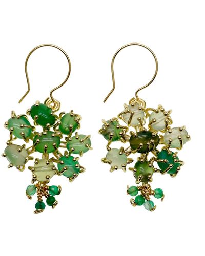 Farra Bohemian Style Agate Earrings - Green