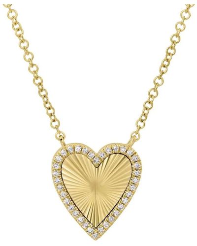 770 Fine Jewelry Fluted Heart Diamond Necklace - Metallic