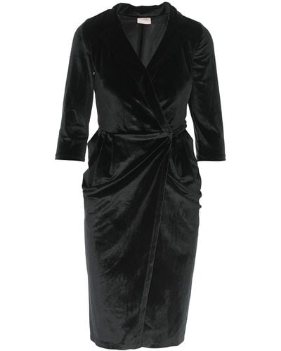 ROSERRY Cannes Wrap Midi Velvet Dress In - Black