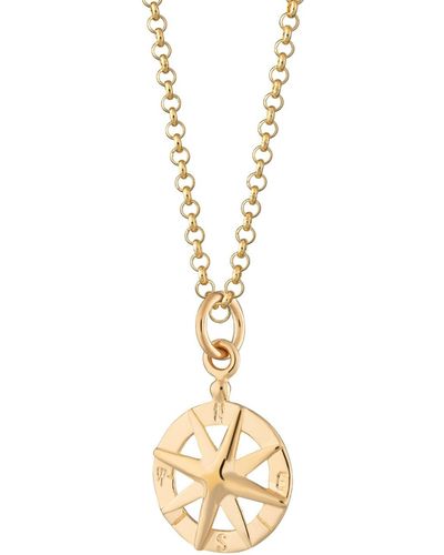 Lily Charmed Plated Compass Necklace - Metallic