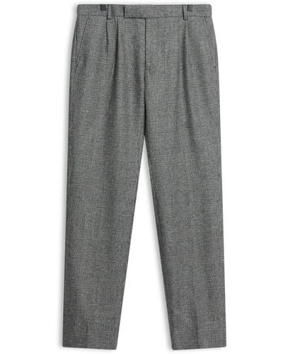 Burrows and Hare Fox Brothers Flannel Prince Of Wales Check Trousers - Grey