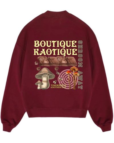 Boutique Kaotique Shroom Away Burgundy Organic Cotton Sweatshirt - Purple