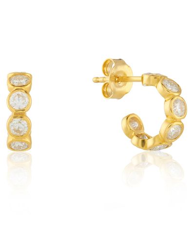 Auree Ortigia Mini Moissanite & Gold Vermeil Hoop Earrings - White