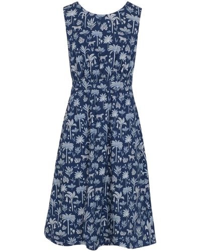 Emily and Fin Lucy Navy Kerala-jungle Palm Dress - Blue