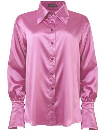 Tia Dorraine Romantic Glow Satin Oversized Shirt - Pink