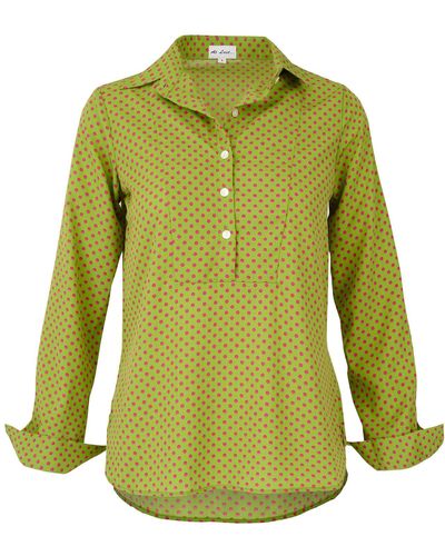 At Last Soho Shirt In With Hot Pink Spot - Green