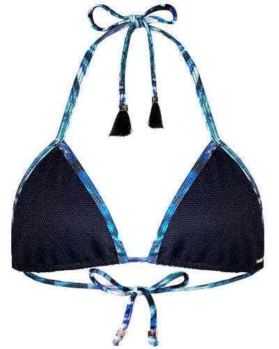 ELIN RITTER IBIZA Butterfly Print Triangle Bikini Top Tamara - Blue