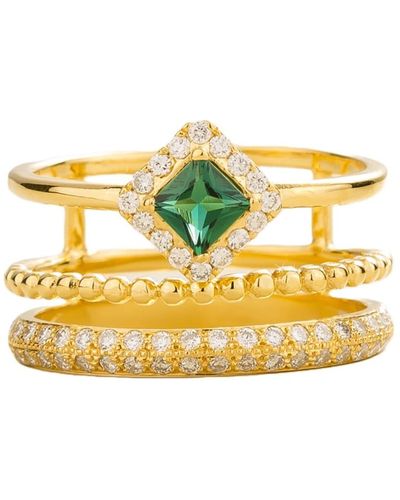 Juvetti Amici Ring In Emerald & Diamond - Metallic