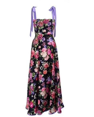 XSCAPE Women's Floral Print Embellished Waist Gown Dress – COUTUREPOINT
